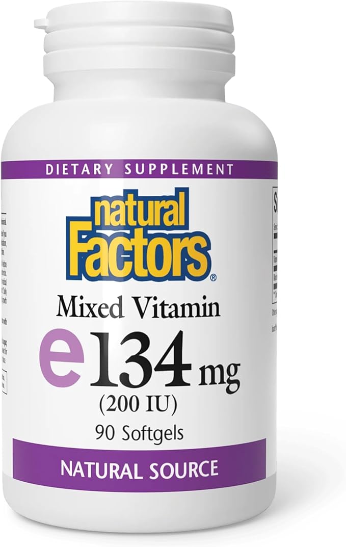 Natural Factors Vitamin E Mixed 200 IU, Antioxidant Support for Cellular Integrity, 90 Softgels