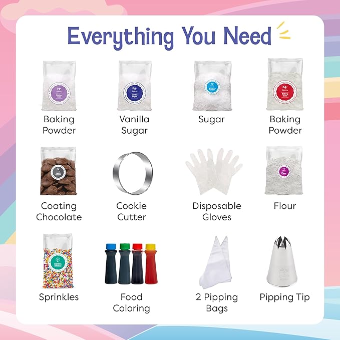 Baketivity Baking Kit Bundle – DIY Cake Pops & Unicorn Rainbow Cookies by Duff Goldman – Kids Baking Set with Pre-Measured Kosher Ingredients, Decorating Supplies & Video Tutorials – Ages 6-12+
