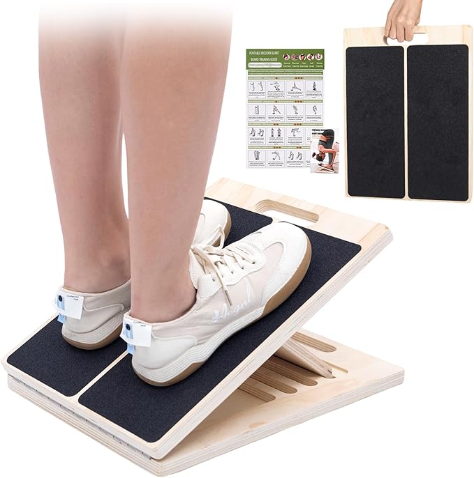 XCMVCN Slant Board for Calf Stretching, 5 Angle Portable Adjustable Calf Wooden Stretch Board with Training Poster, 300lb ...