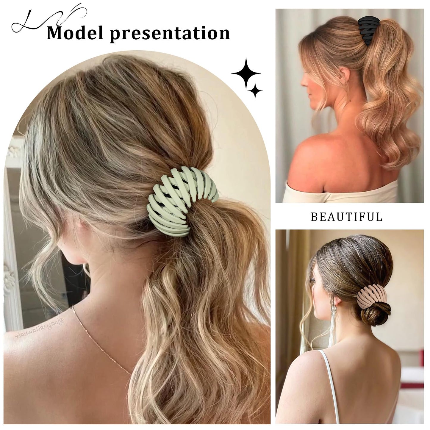 6Pcs Bird Nest Magic Hair Clips Hair Nest for Bun Strong Ponytail Holders Hair Accessories for Women Girls (Soft Colors, Large)