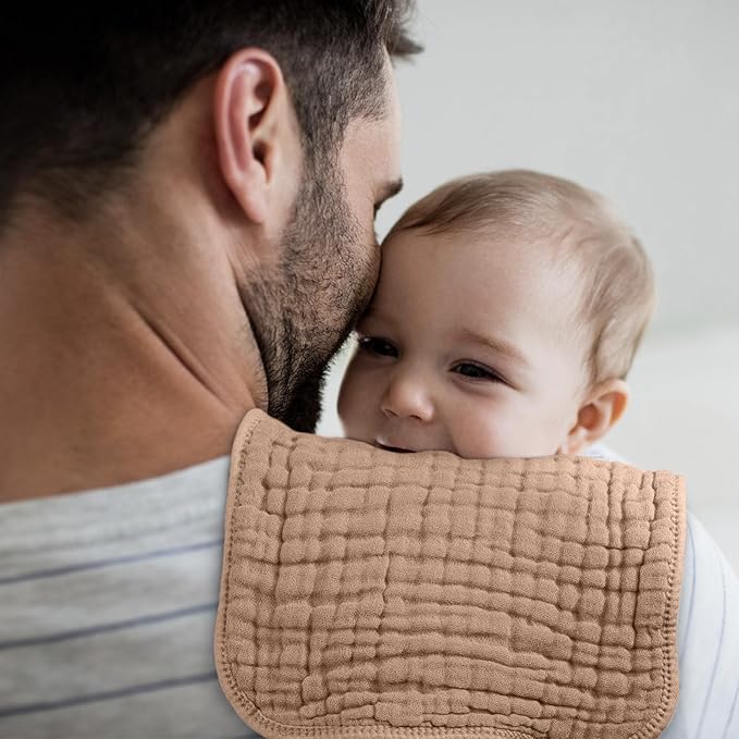 Looxii Muslin Burp Cloths 100% Cotton Muslin Cloths 12 Pack Large 20''x10'' Extra Soft and Absorbent Baby Burping Cloth for Boys and Girls (Apricot+Coffee)