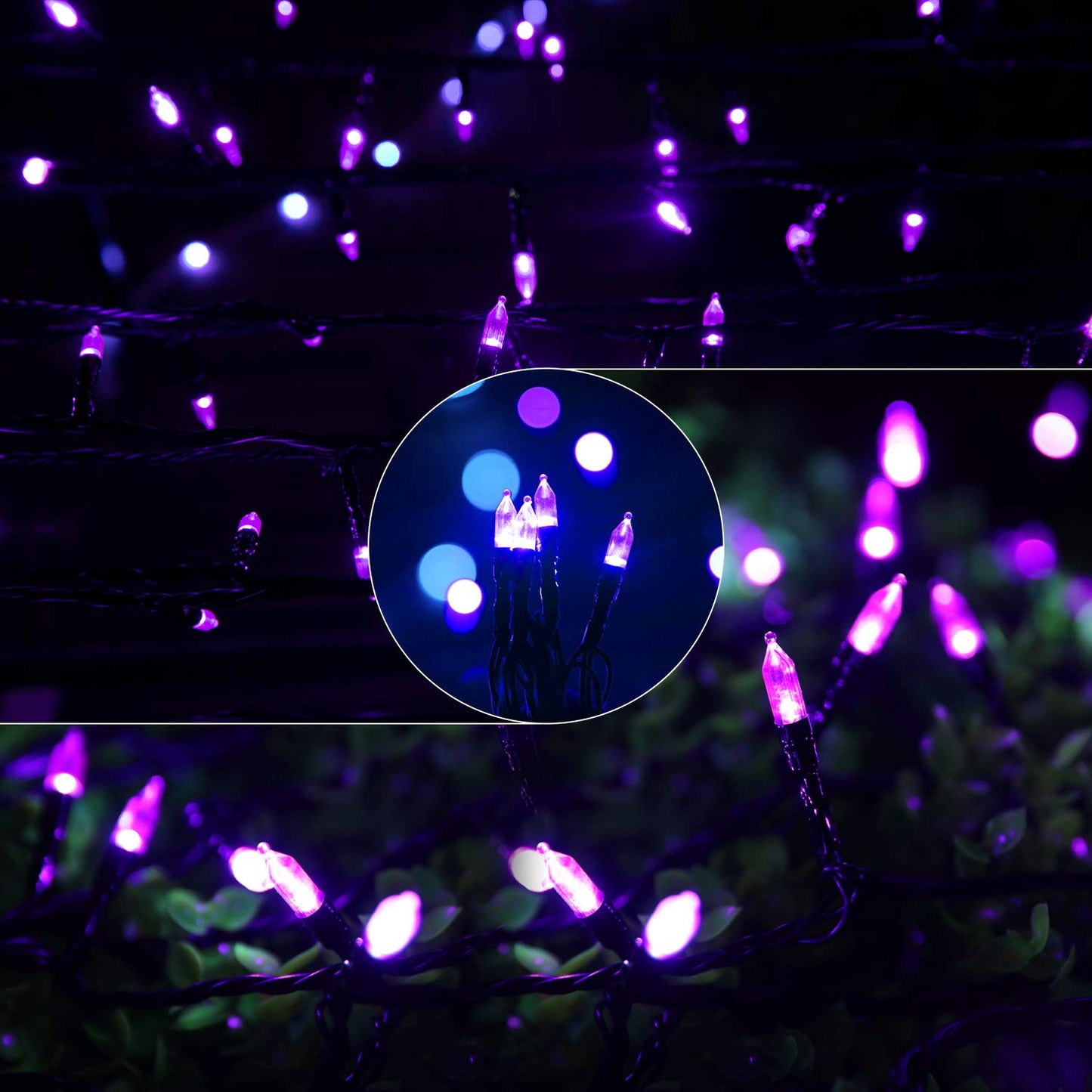 Purple Led Outdoor Halloween Lights  39Feet 100 Led Mini Lights With 8 Lighting Modes  Connectable Halloween String Light Plug In For Garden Patio Party Haunted House Ghost Holiday Lighting Decoration