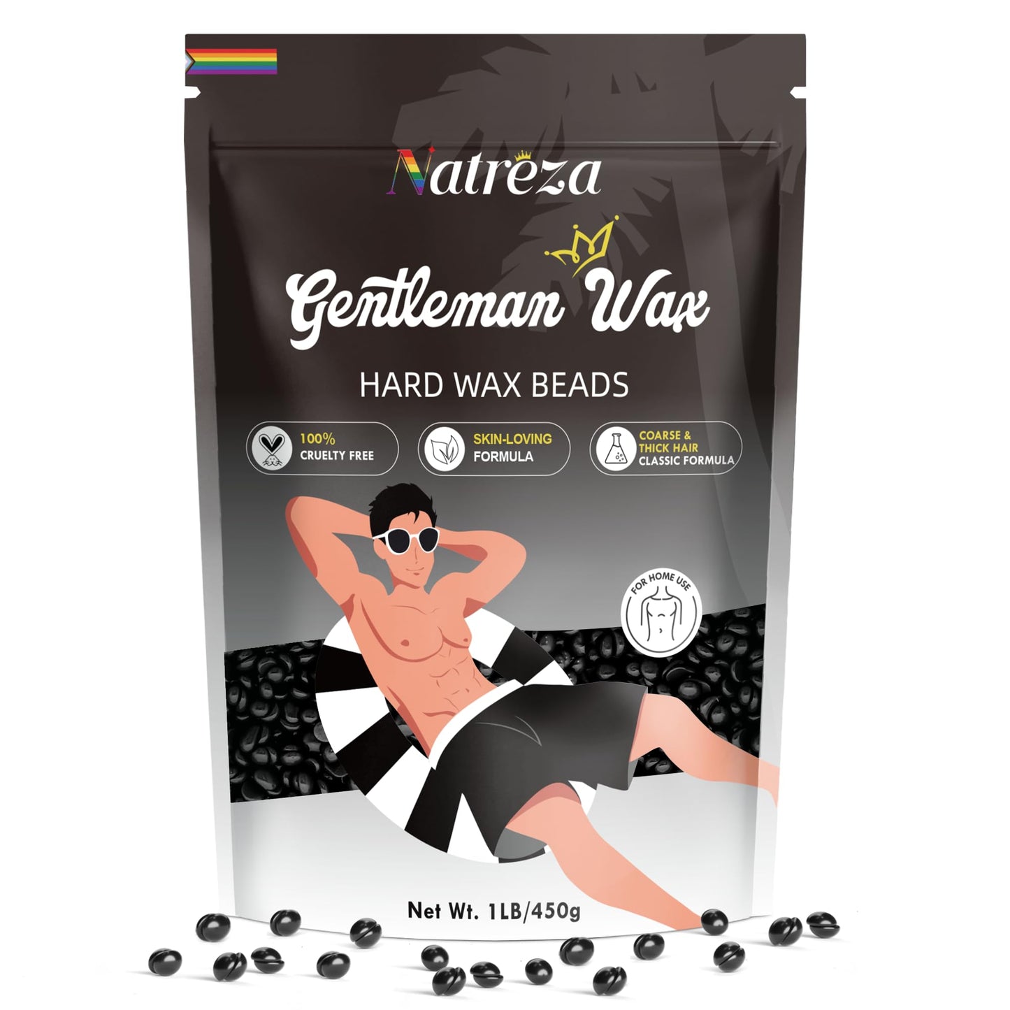 Natreza Wax Beads for Hair Removal, 1lb Hard Wax Ideal for Face, Brazilian, Bikini, Chest, Back, Body, Arms, Legs Waxing, Wax Pe
