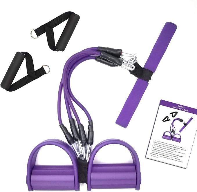 Pedal Resistance Band, 4-Tube Elastic Pull Rope, Sit-up Equipment, Yoga Strap Bodybuilding Expander, Exercise Bands, Fitne...