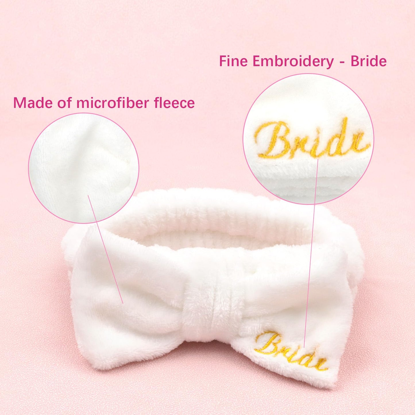 CIEHER 12 Pcs Bachelorette Party Favors - 6 Spa Headbands + 6 Velvet Hair Scrunchies Ties Set, Bachelorette Party Spa Headband f
