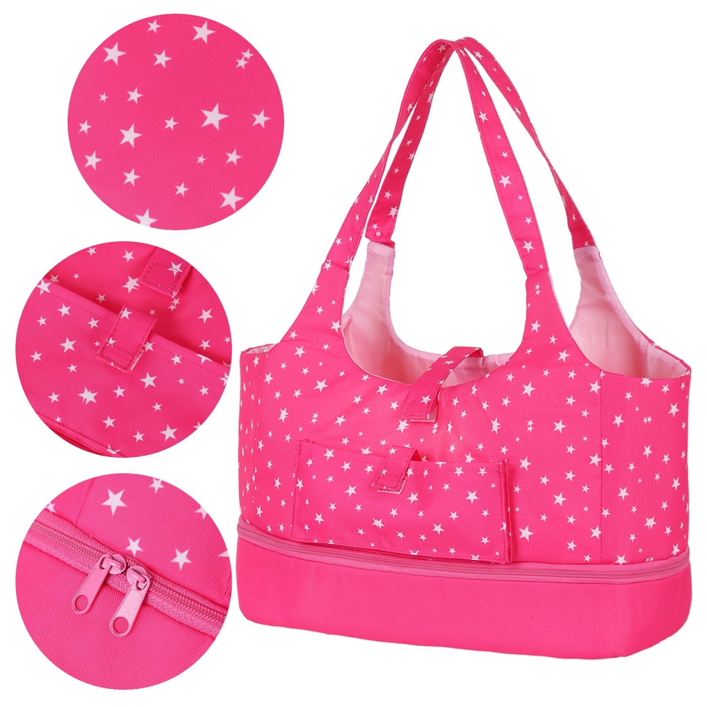 ECORELF Baby Doll Accessorie, 13 Pcs Doll Stuff Acessories Storage Diaper Bag Set for 14-18 Inch Dolls, Feeding and Caring Set Includes Diaper, Bottle etc Suitable Pretend Play