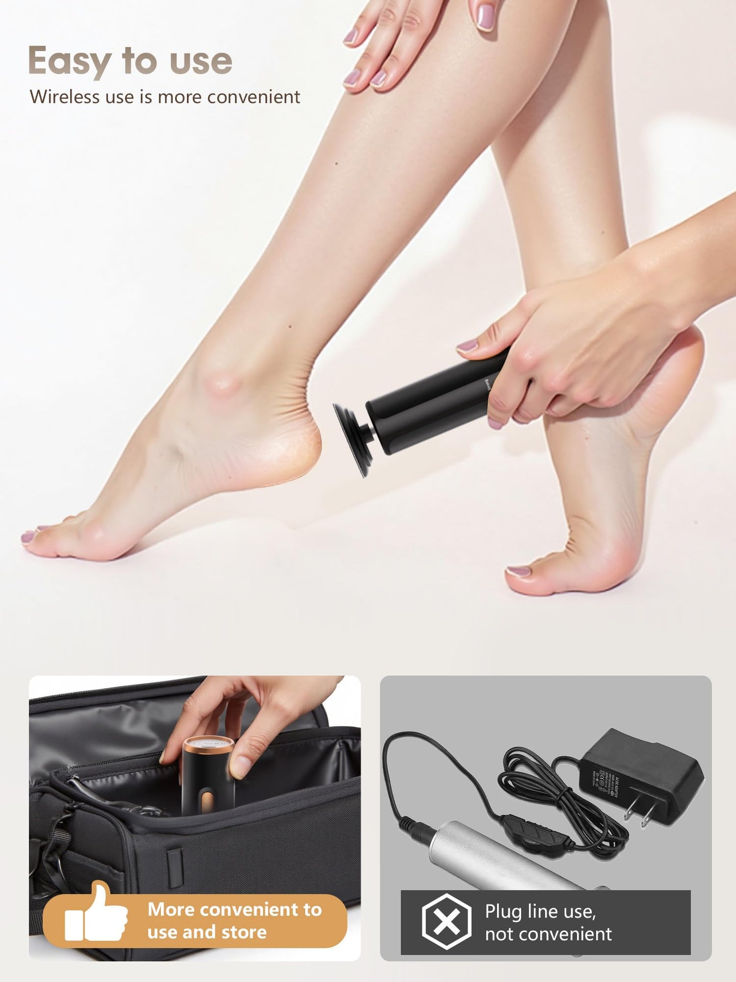 KIUCID 2 in 1 Electric Foot Callus Remover with USB Rechargeable, 3 Speeds & Sandpaper Discs for Cracked Heels Feet Care at Home