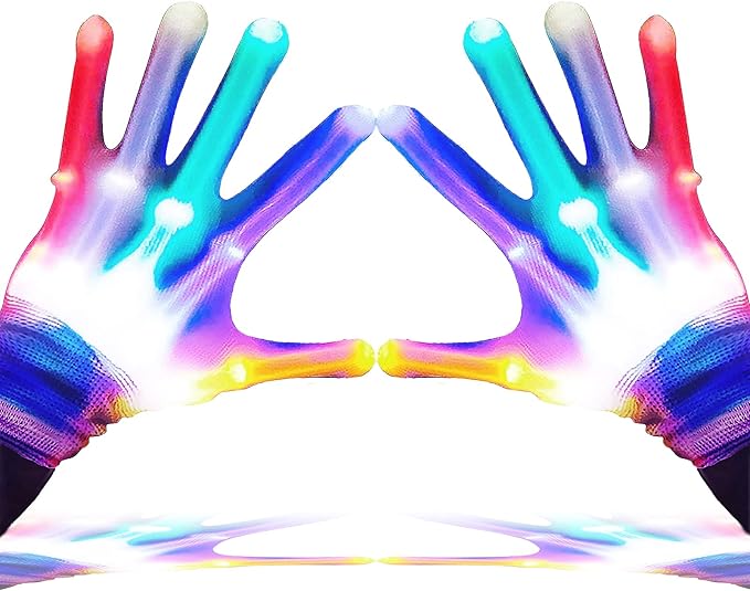 GLEDLOVES LED Gloves for Kids, Teens & Adults - Finger Light Gloves with 5 Colors/6 Modes - Perfect for 9-12 Year Old Boys...