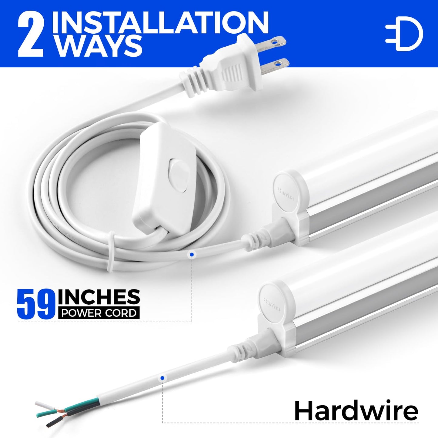 Barrina T5 Led Shop Lights  4Ft  2200Lm  6500K (Super Bright White)  20W  Utility Garage Lighting  Ceiling And Under Cabinet Light  Corded Electric With On/Off Switch  2 Packs