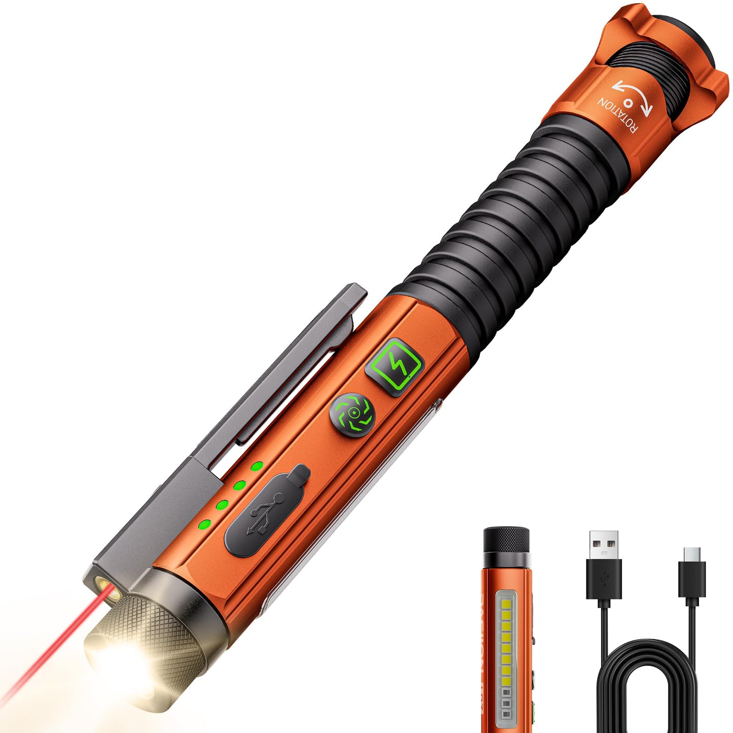 Pasiion Edc Flashlight Rechargeable 800 Lumen Small Flashlight With Magnetic Clip & Base  11 Modes Led Flashlight Glass Breaker&Bottle Opener  Usb-C Flashlight For Working Home And Emergency