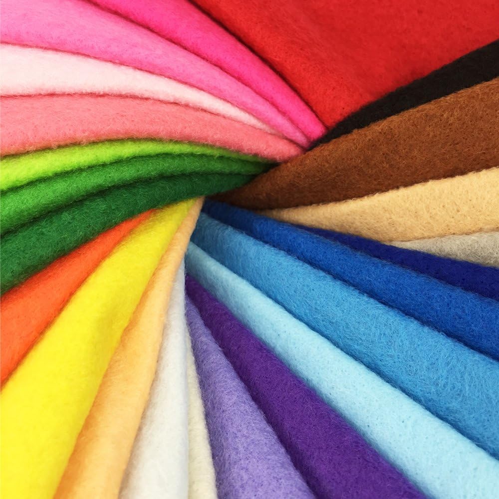 24pcs Thick 1.4mm Soft Felt Fabric Sheet Assorted Color Felt Pack DIY Craft Sewing Squares Nonwoven Patchwork (25 * 25cm)