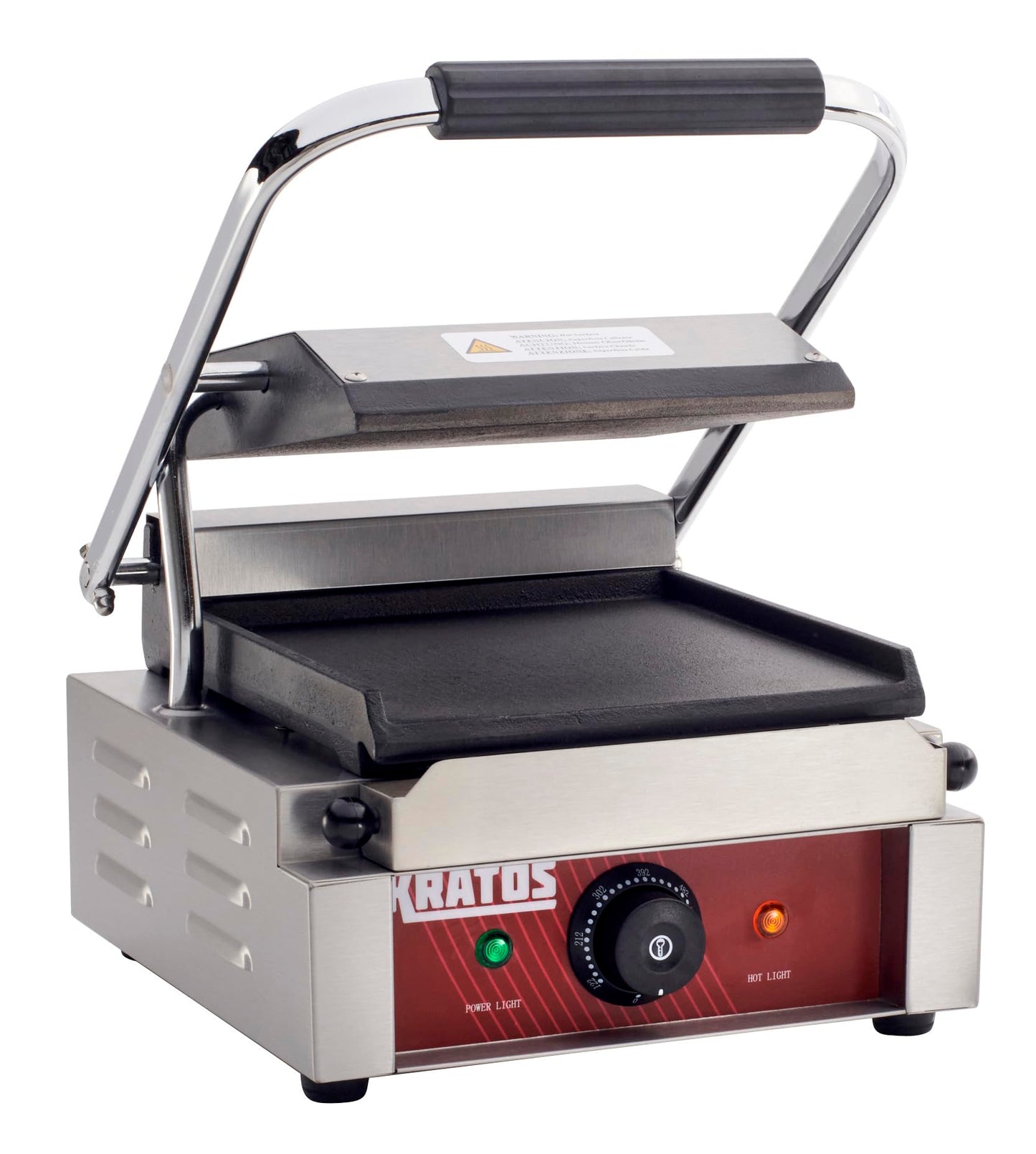 Kratos Commercial Electric Panini Sandwich Grill with Smooth Plates, 9" x 9" Cooking Surface, Commercial Countertop Panini Press, 120V, 1750W (29Y-018)