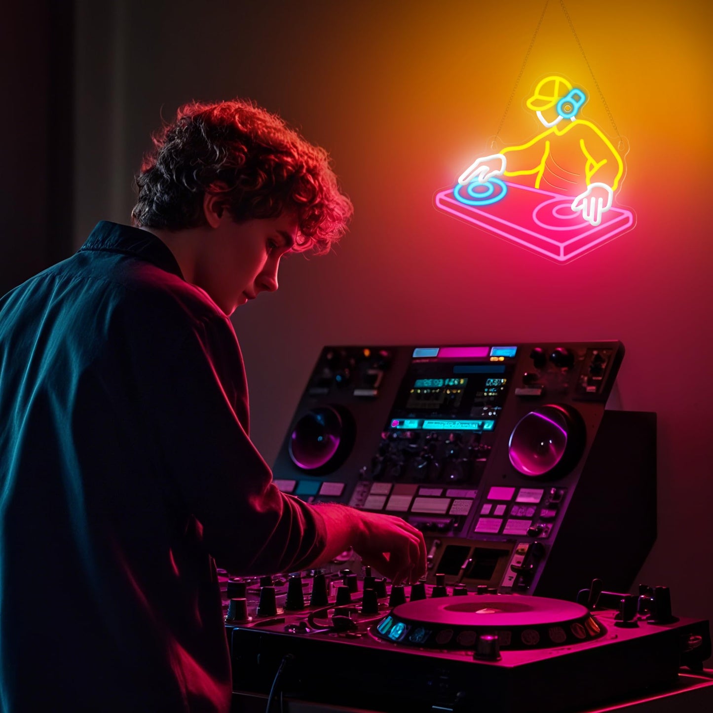 Coolgift Mart Dj Player Neon Sign  Dimmable Led Dj Room Decor Light With Usb Powered  Decorations For Bedroom Man Cave Bar Club  Gift For Dj And Heavy Metal Music Lovers