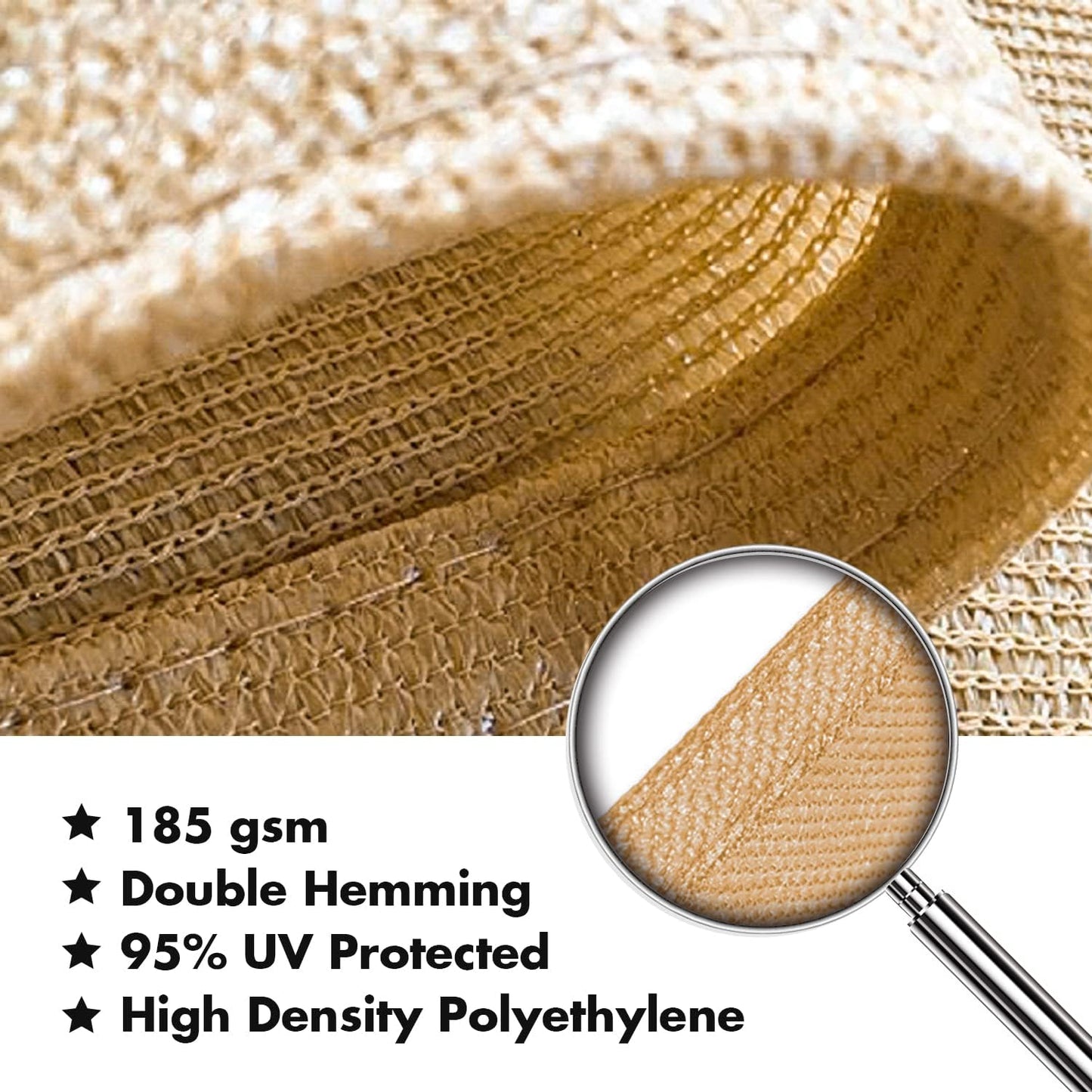 KANAGAWA 12'X18' Sand Custom Size Sun Shade Sail Rectangle UV Block Canopy Cover for Patio Backyard Lawn Garden Outdoor (Customized Available)