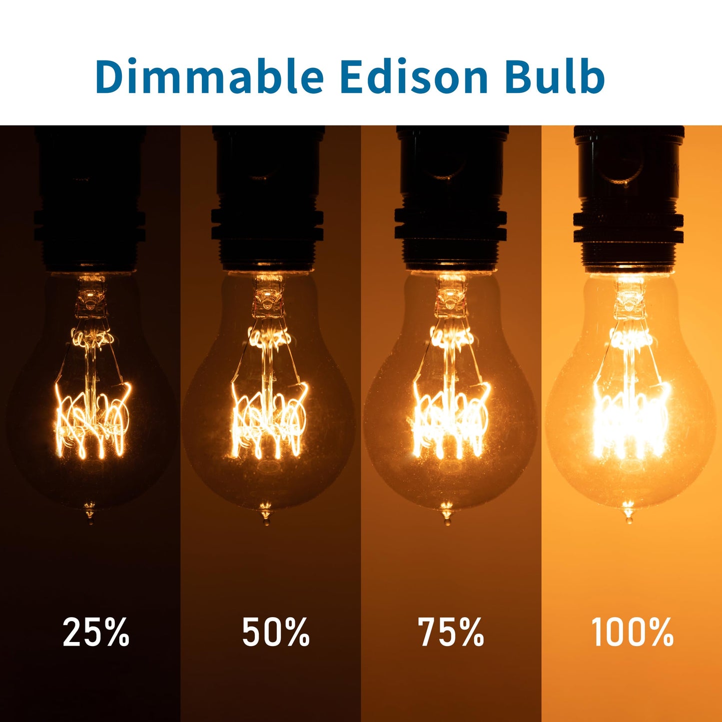 runquiz Warm Incandescent Light Bulbs 60 Watt,A19/A60 Vintage Style Edison Bulbs E26,Soft Yellow Light Bulbs,Amber Bulbs,Retro Light Bulb Old Fashioned,Halogen Dimmable Edison Bulb Squirrel Cage