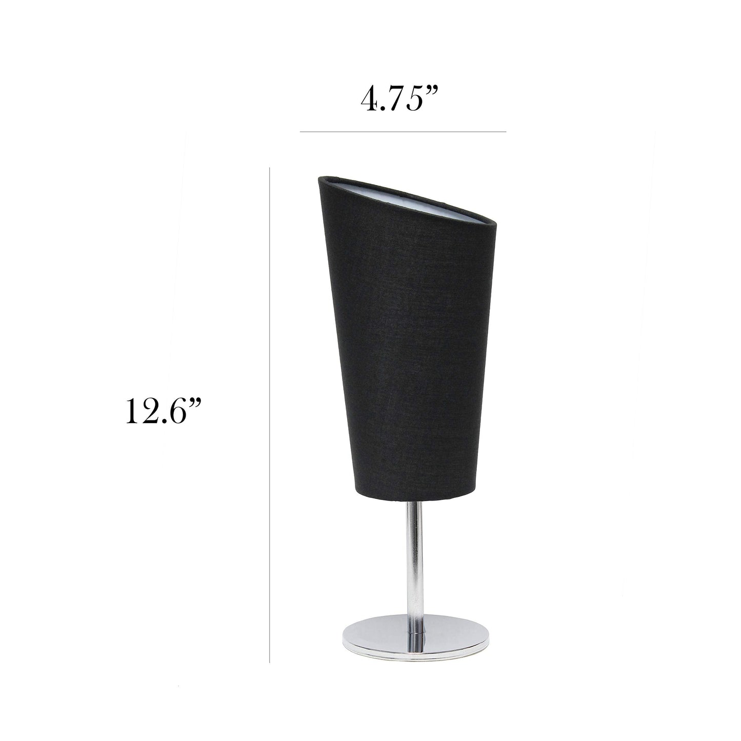 Simple Designs Lt2061-Blk Mini Table Lamp, Black Metal Fabric Shade, 4.75 X 4.75 X 12.6