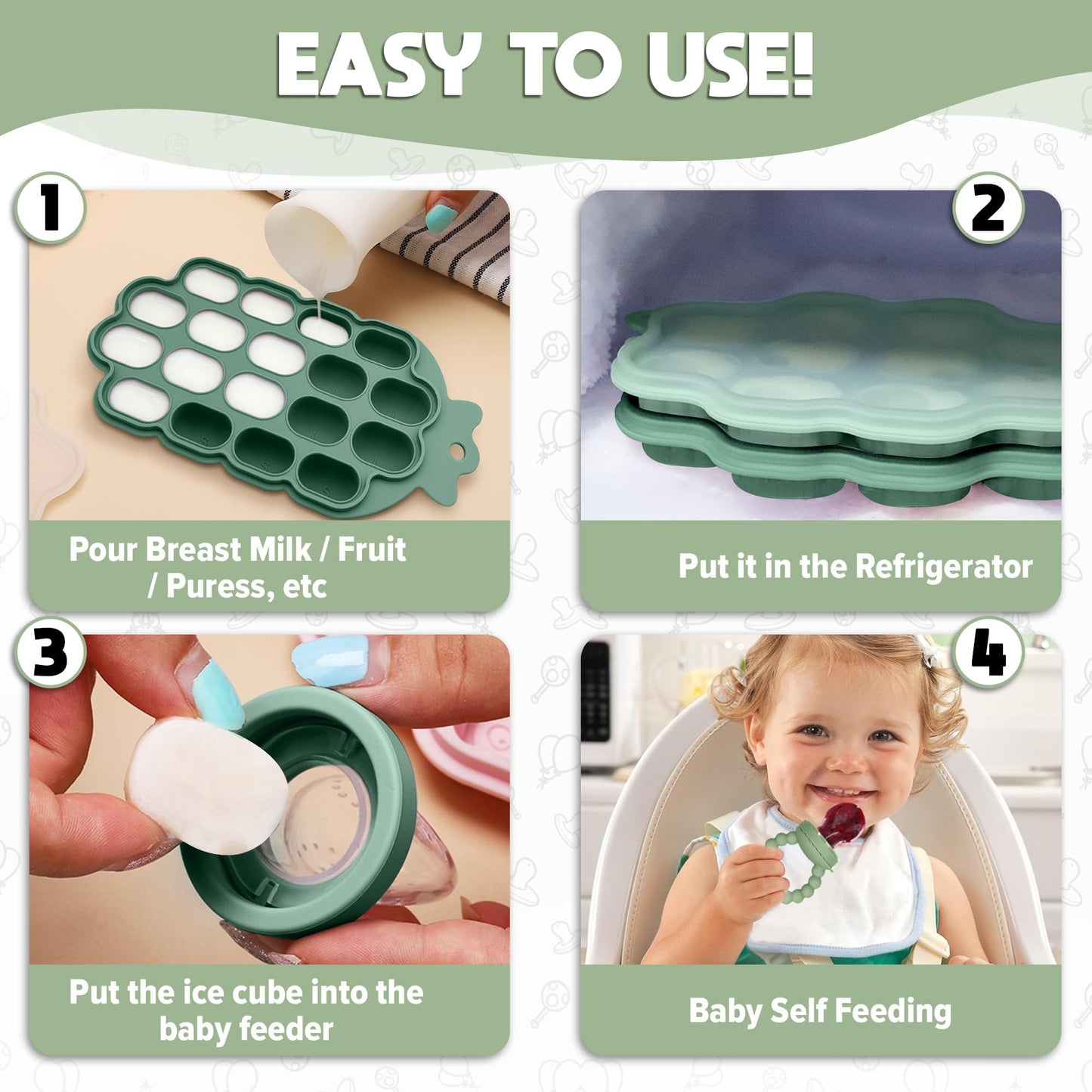 O'doe Baby Weaning Set – 15 Pcs Silicone Baby Feeding Set with Suction Plate, Bowl, Bib, Sippy Cup, Fruit Feeder, Freezer Tray