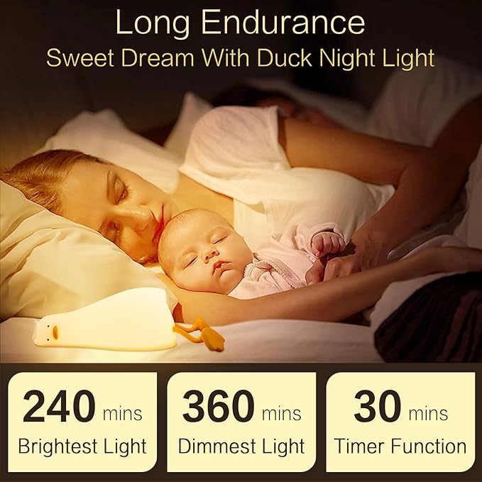 Existential Crisis Duck Lamp - Rechargeable Squishy Night Light for Kids, Lying Flat Ducky Lay Lamps, Fun Xmas Gifts for Duck Lovers, Nursery College Dorm Decor Trendy Stuff, Safe Silicone