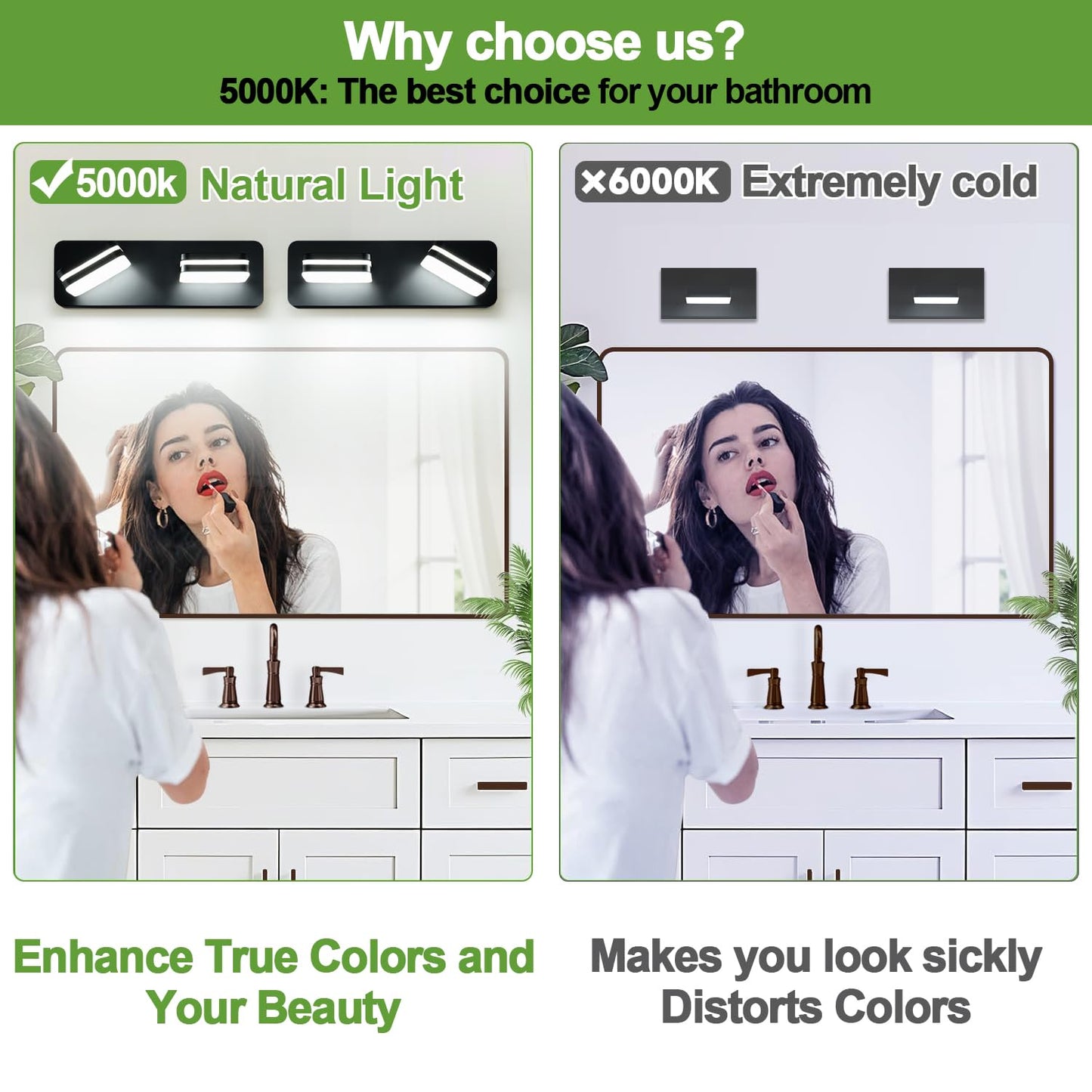 360° Rotate LED Dimmable Bathroom Vanity Light Fixtures, 1000LM Acrylic Matte Black Vanity Lights for Bathroom, Modern Wall Lighting Fixtures Over Mirror Kitchen Living (Natural White Light 5000K)