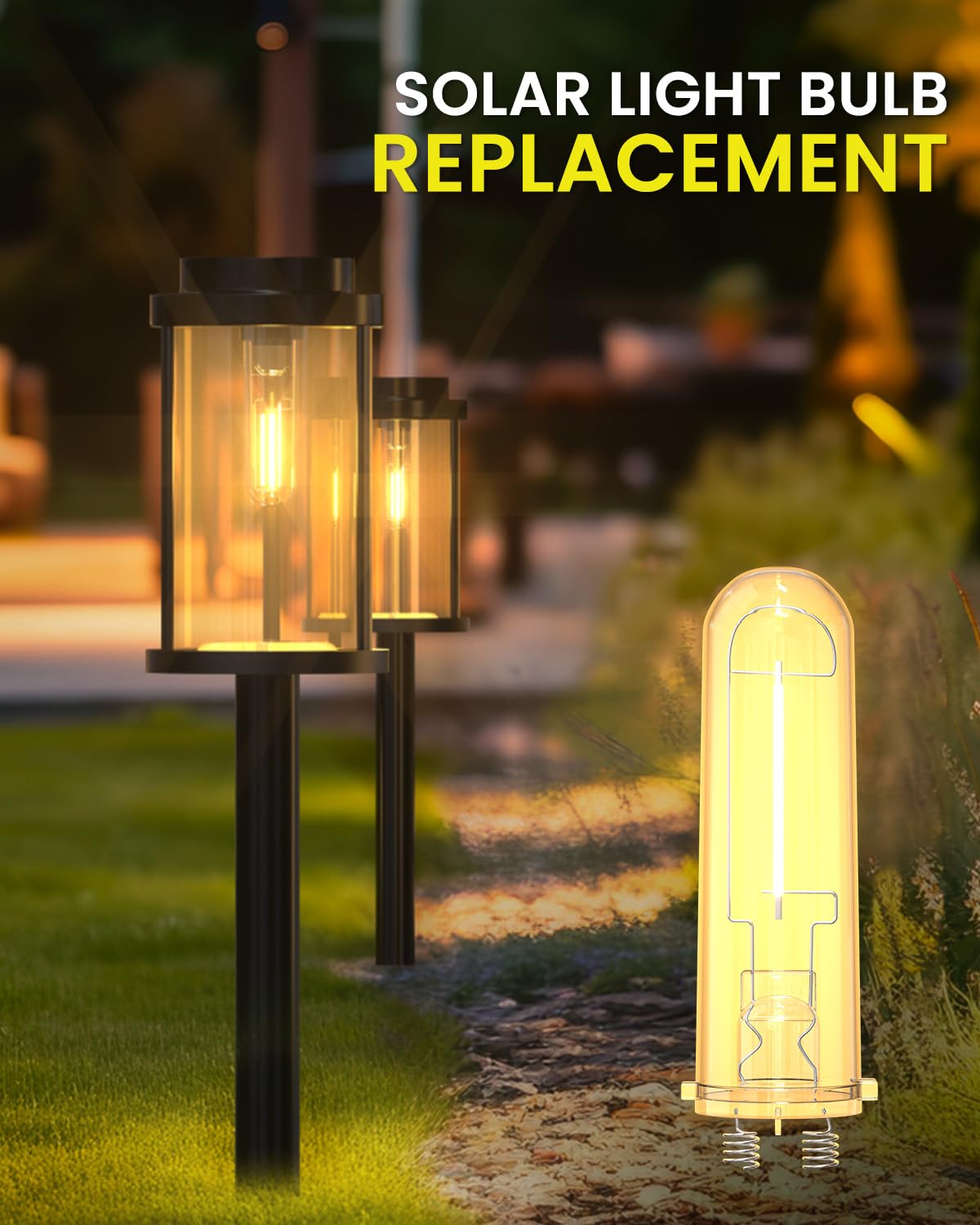 Trustwheel Outdoor Solar Light Bulb Replacement - 2 Pack Warm White 3000K Solar Garden Light Bulbs Dc 3V 0.5W Hampton Bay Replacement Bulb For Lanscape Garden Yard Patio Walkway Lighting