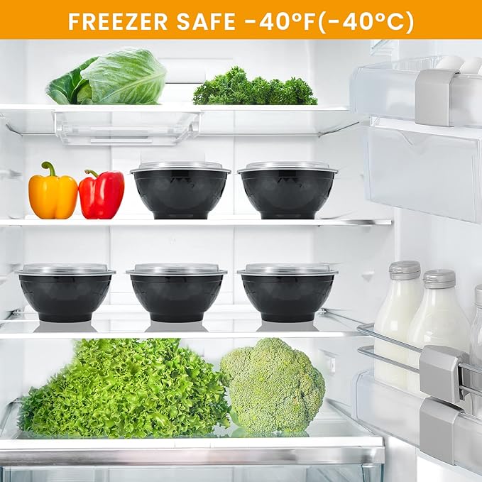 36oz Extra-Thick Meal Prep Bowls with Lids, Plastic Containers with Clear Covers for Noodles, Poke Bowl, Salad, Soup - Freezer, Microwave & Dishwasher-Safe (30Pack)