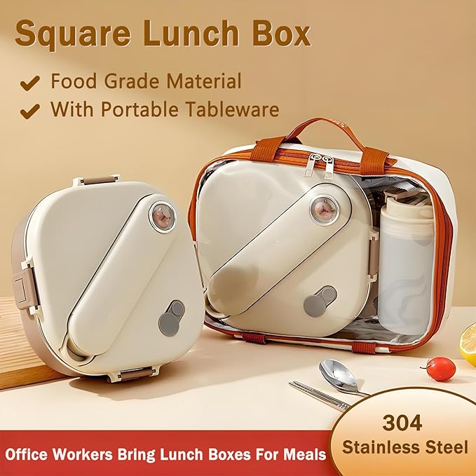 Stainless Steel Bento Box, 800ml Leakproof Lunch Box, Easy To Open And Close, Food Storage Container For Outings, Picnics, And Travels (3 Compartments)