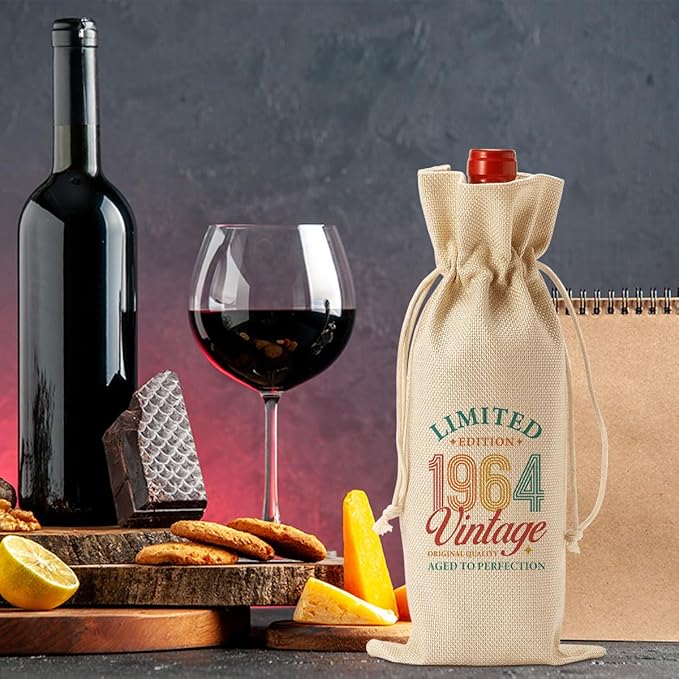 60th Birthday Decorations for Women Men, 60th Birthday Gifts for Women Her Wine Bag, Funny Wine Gift Bag 60th Birthday Gifts, 60th Birthday Wine Bag, 60 Year Old Birthday Gift Anniversary Favors