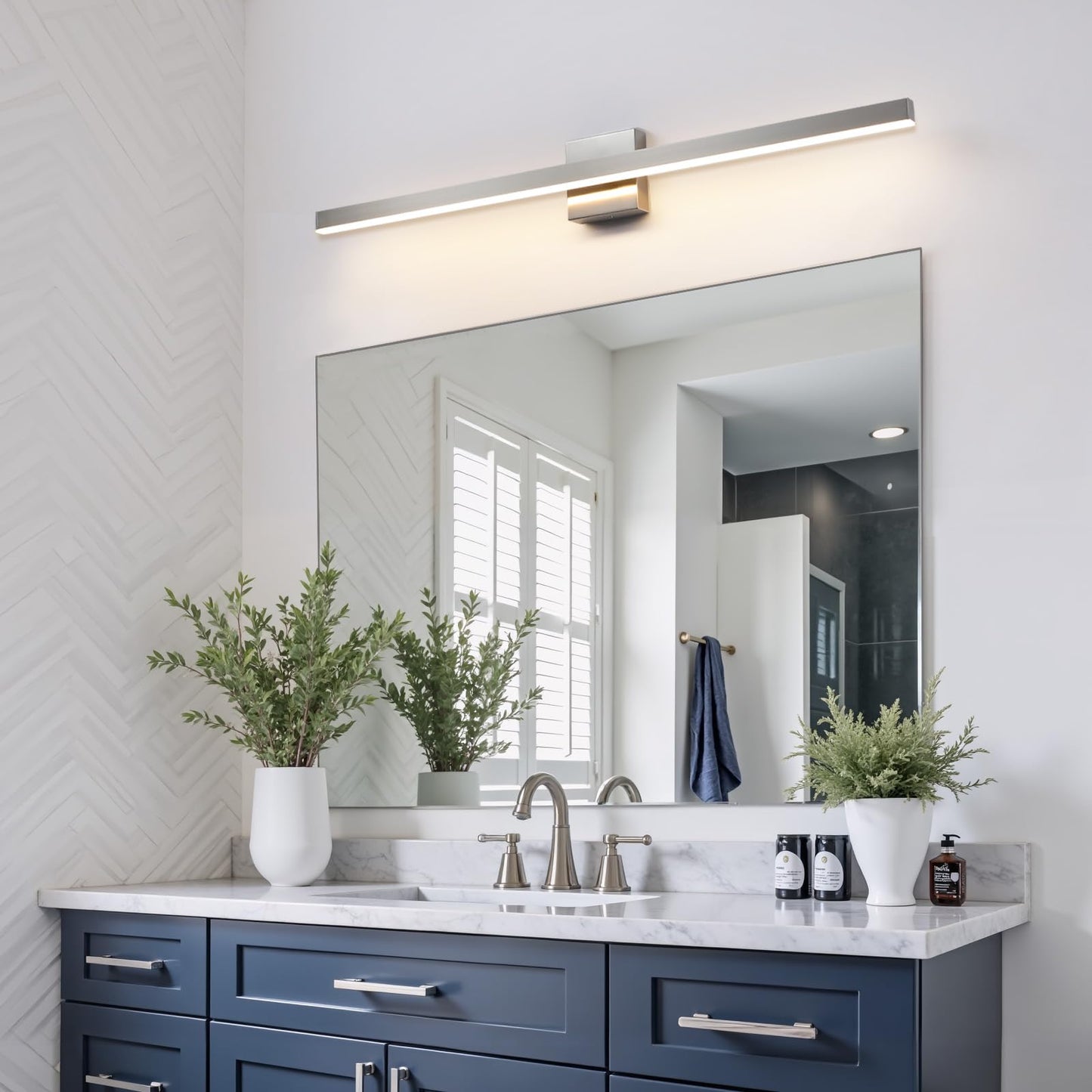 Kaisite Brushed Nickel Vanity Light For Bathroom Above Mirror 39 Inch Led 5Cct Bathroom Lighting Fixtures Dimmable Modern Bath Wall Light Fixture Over Mirror
