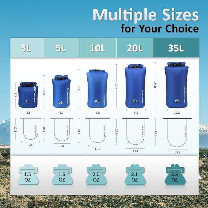 Upgraded 30D Nylon Waterproof Dry Bag-Extra Large Storage Sack for Hiking, Kayaking and Rafting-Roll Top Closure-Float on Water(20L/Blue)
