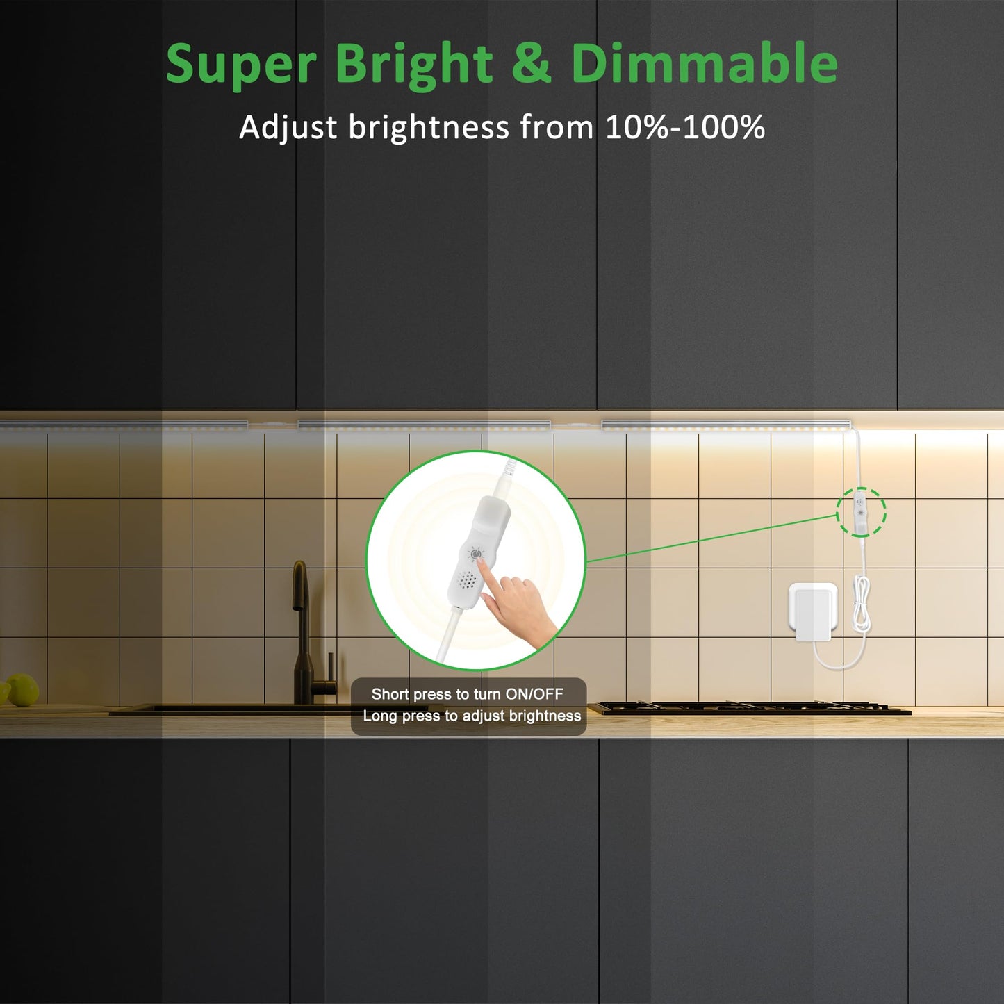 maylit Under Cabinet Lights, 6 Pcs 12 Inch, Ultra Thin, Dimmable, Warm White (2700K), Aluminum, Model 6PCS-2700K-6000