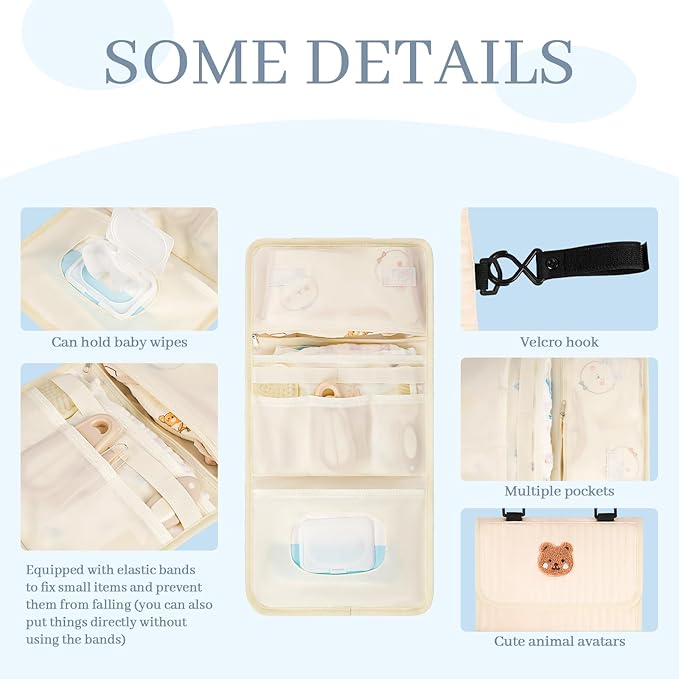 Diaper Bag Organizer,Foldable Small Diaper Pouch,Baby Travel Purse,Mom Bag for Outdoor
