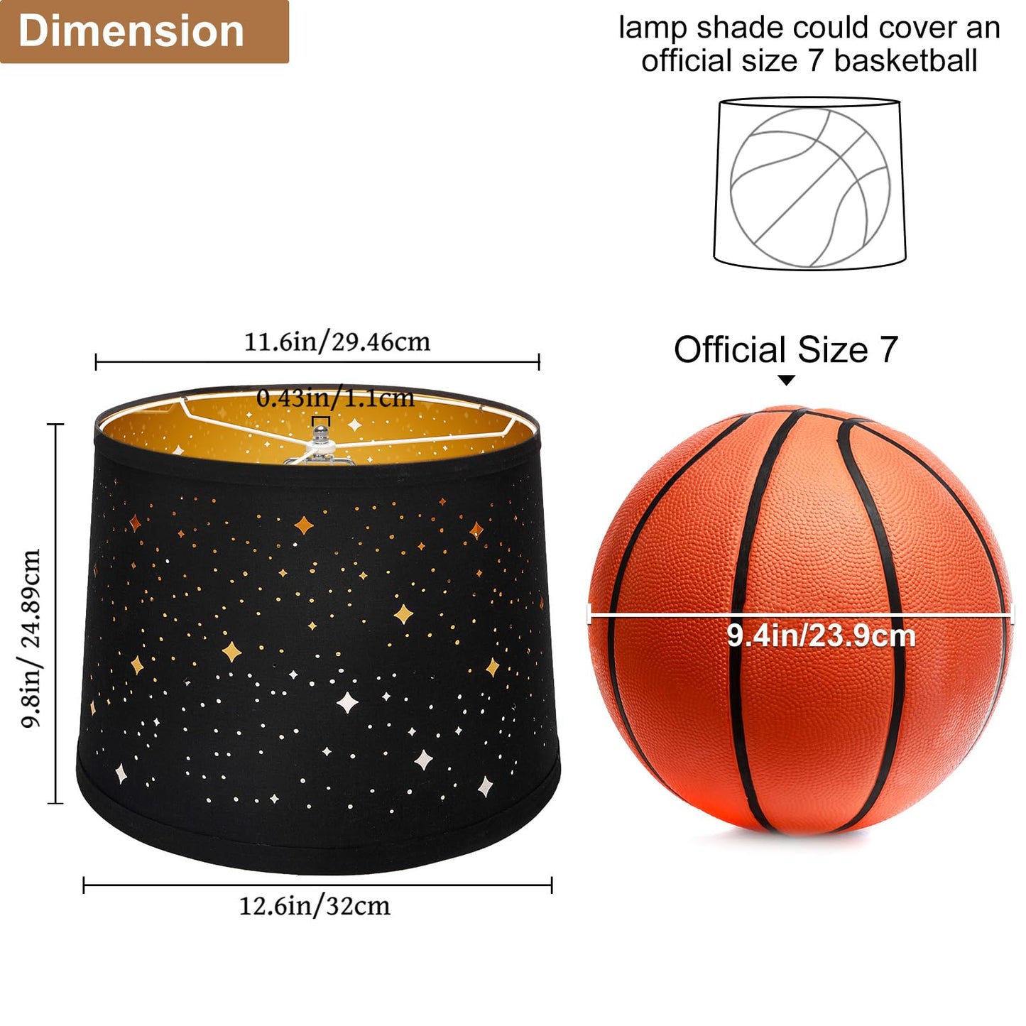 Seaside Village Black Drum Lampshades Set of 2, Sky Stars Design, 12.6inx12.6inx9.8in, Fabric & PVC