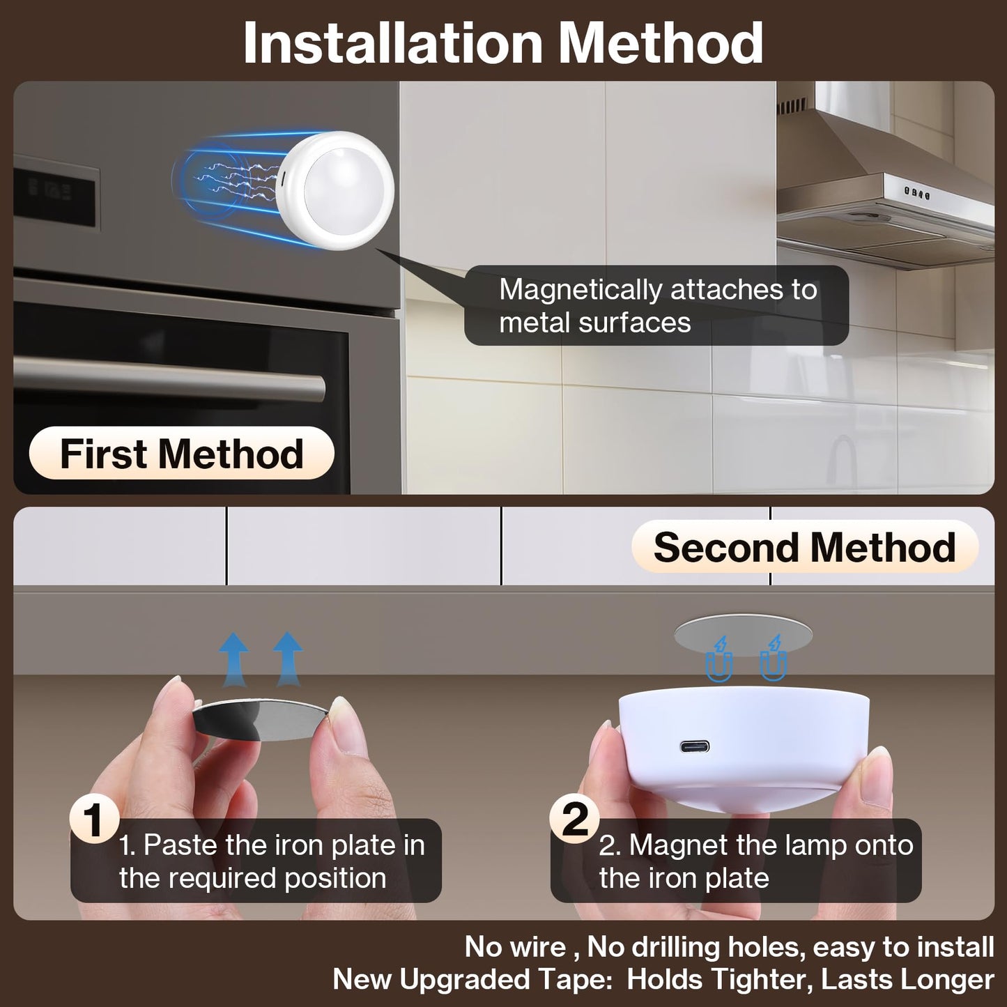 Cadrim Under Cabinet Lighting Puck Lights, Rechargeable, Remote Control, 13 Colors RGB, 1000mAh, 1pcs, White, Plastic