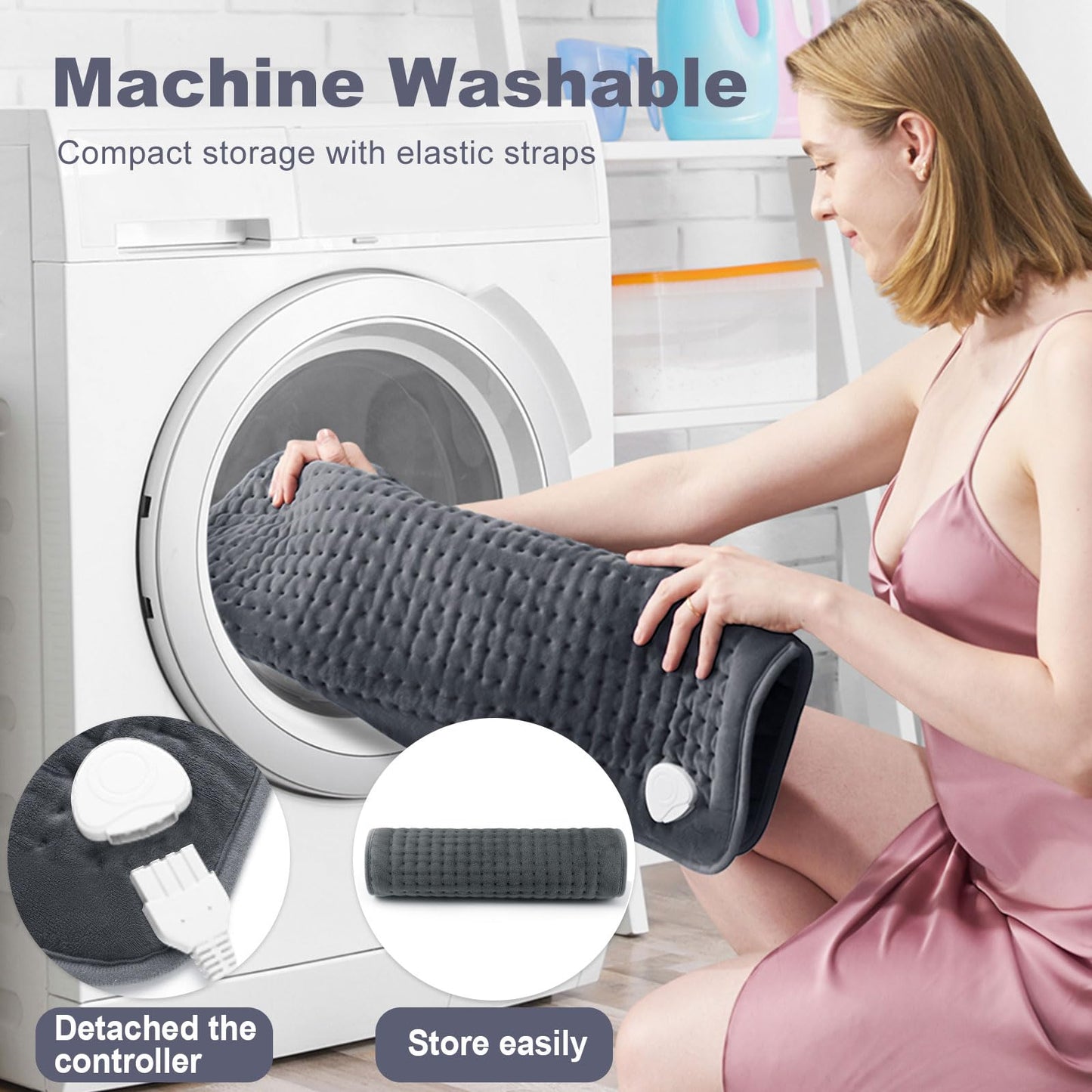 VAAGHANM Heating Pad: 33 x 17 inches Electric Heating Pad for Back - Extra Large Heat Pad for Shoulder/Neck/Knee/Arms - Upgraded 6 Timer & 6 Temperature Controller -Gift for Women