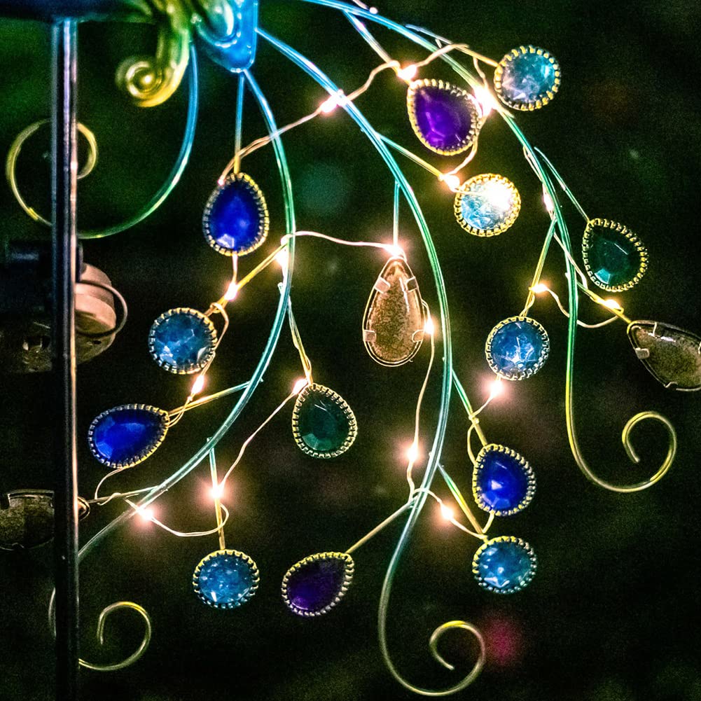 VEWOGARDEN Metal Peacock Solar Garden Lights, Waterproof Outdoor Path Lights, 38inx14inx2.5in, Iron, A-Peacock Color