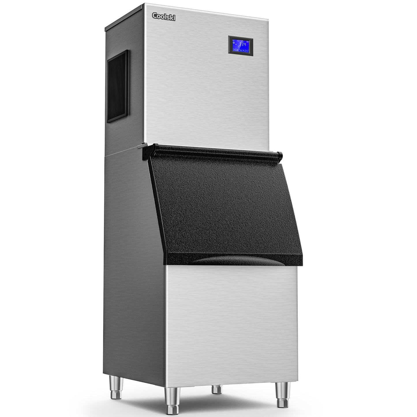 Coolski Commercial Ice Machine 420LBS/24H, 22”W Industrial Ice Maker with Large Storage Bin, Fast Ice Making, Upgraded Water Filters, DOE & ETL Certified, Ideal for Restaurants/Bars/Hotels