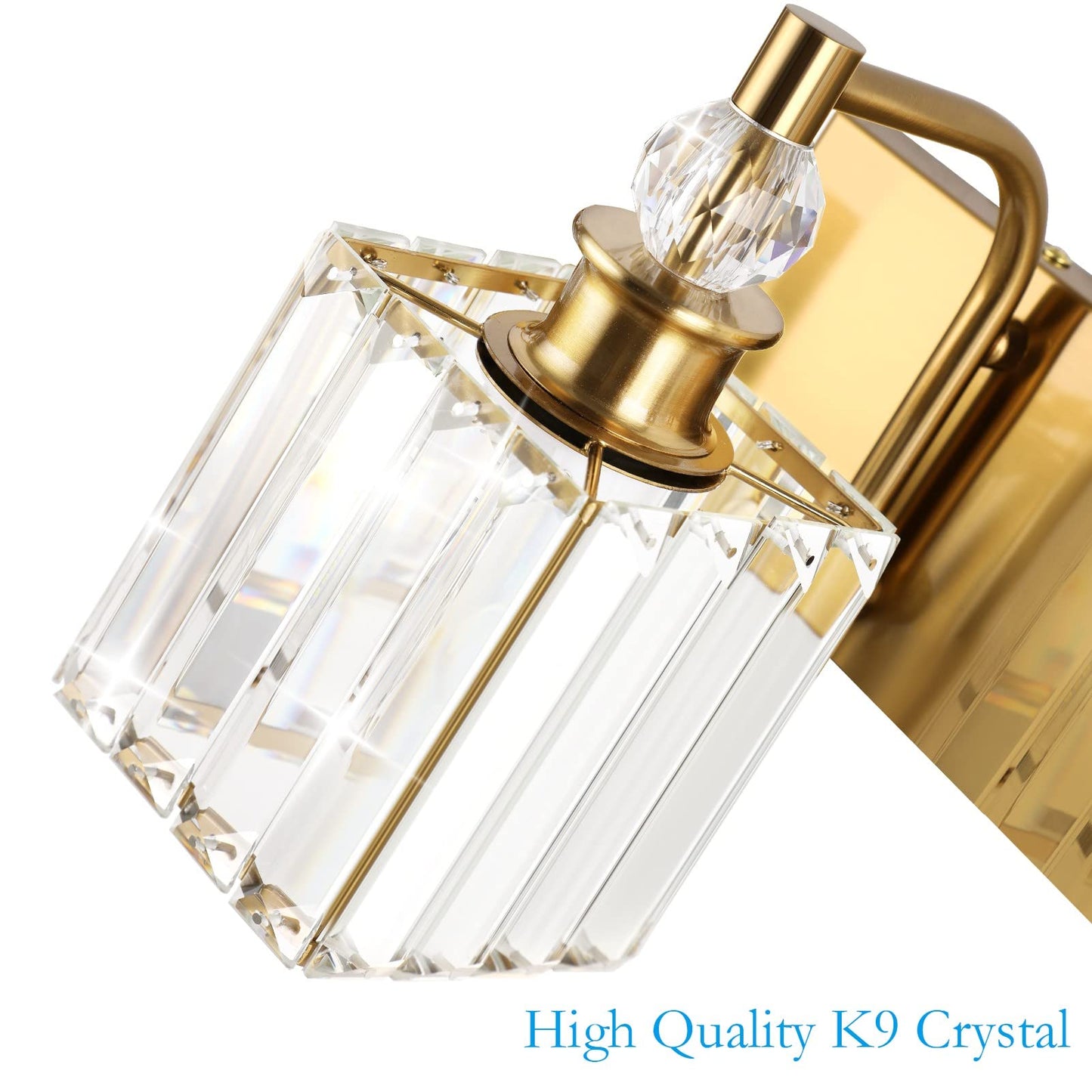 Ralbay 3-Light Gold Crystal Bathroom Vanity Lights, 24 Modern Metal Fixture, Model 8606