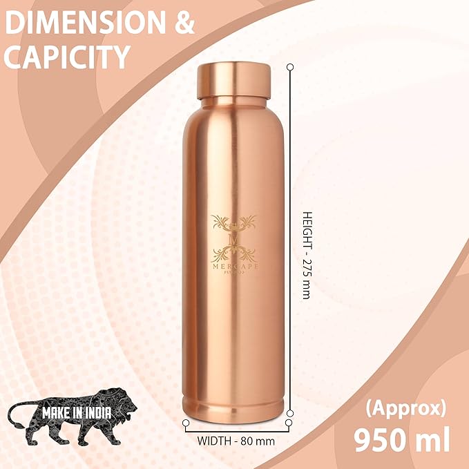 Copper Water Bottle A Handmade Ayurvedic Enameled Print Pure Copper Water Bottle For Drinking - Increase Your Water Consumption, and Experience Immediate Health Benefits (ENAMELED PRINT 8)