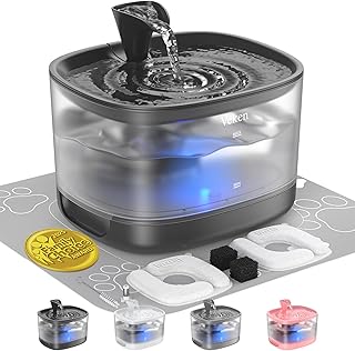 Veken Cat Water Fountain with Detachable Tank, Easy to Clean & Assemble, 84oz/2.5L Pet Drinking Dispenser with Quiet Opera...