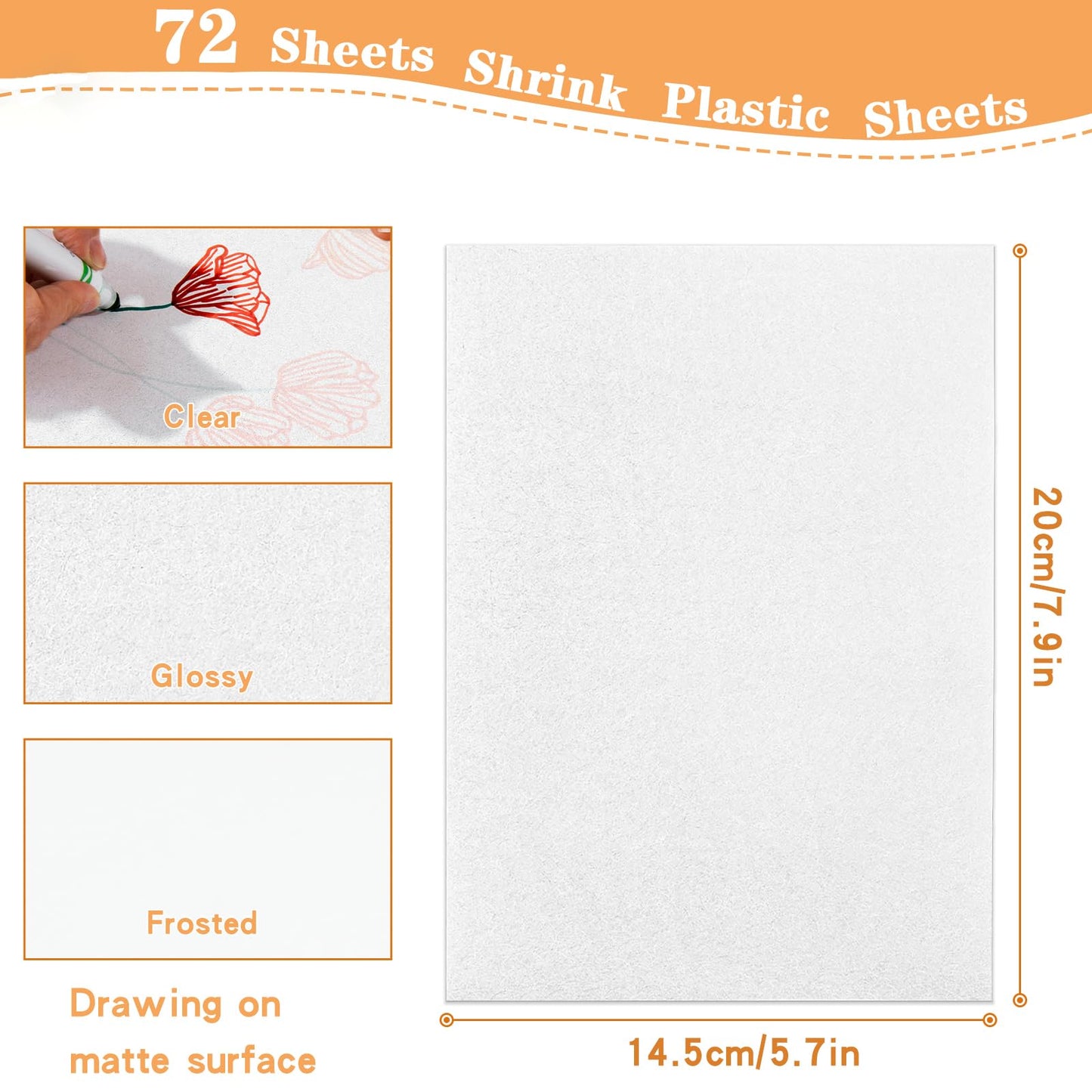 WHOLGMZY 36 Pieces Shrink Plastic Sheets, Clear Shrink Paper Shrink Art Paper for Kids Crafts Keychain DIY Jewelry Making (7.9 X 5.7 inch)