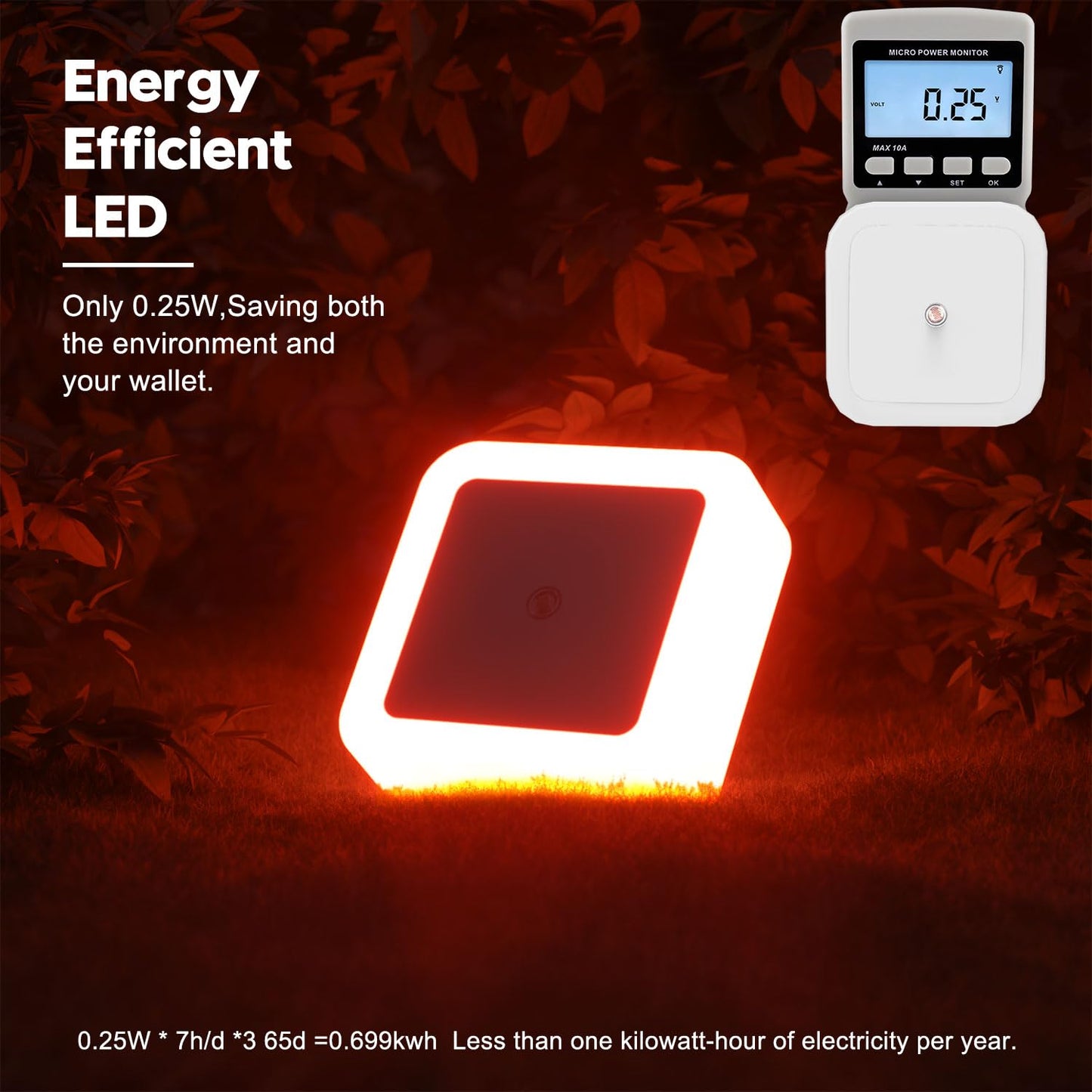 Sujeet Night Light 8-Pack Plug-in LED Dusk to Dawn Red Plastic NO.603