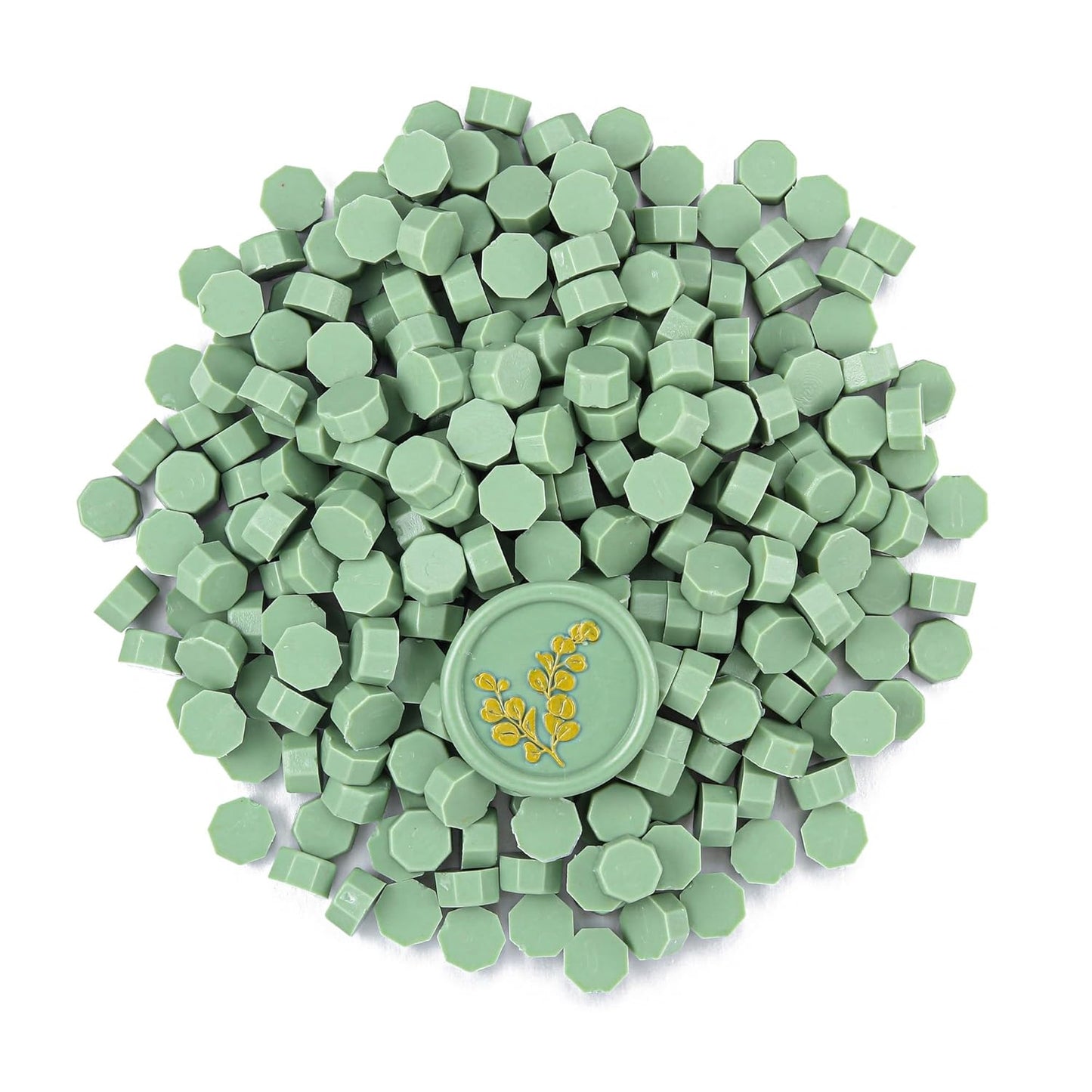 Yoption 360Pcs Sage Green Sealing Wax Beads, Sealing Wax Kit for Wax Seal Stamp, Hexagon Wax Seal Beads with 4Pcs Tea Candles and 2 Wax Seal Spoon
