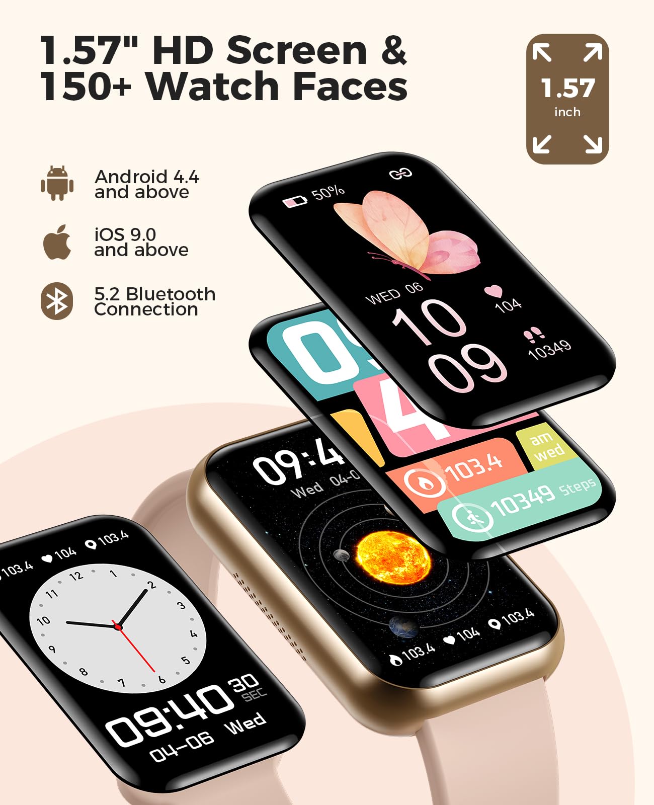 Smart Watch Fitness Tracker (Answer/Make Call), 24/7 Heart Rate Spo2 Blood Pressure Monitor Sleep Tracker, 114 Sports Modes Pedometer Calorie Step Tracker, Waterproof Activity Tracker for Women