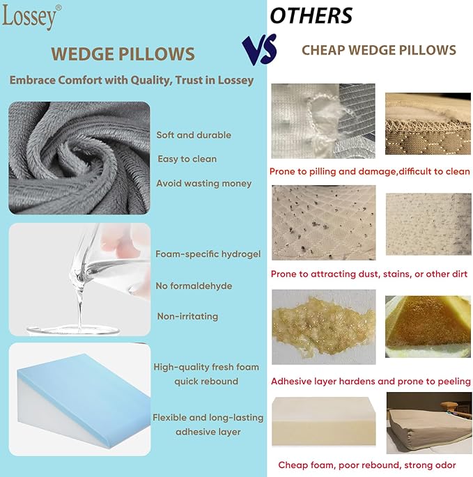 3Pcs Orthopedic Bed Wedge Pillow Set,Memory Foam Wedge Pillow Post Surgery for Back, Leg and Knee Support, Adjustable 9&12 Inch Folding Triangle Pillow for Sleeping, Acid Reflux