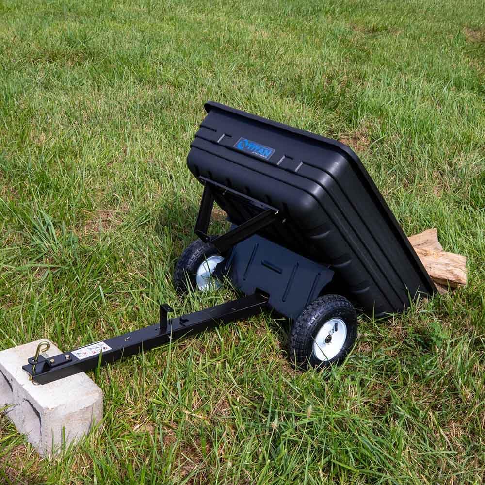 Titan Attachments 400 LB (10 Cu. Ft.) Economy Poly Dump Cart for Lawn Tractor