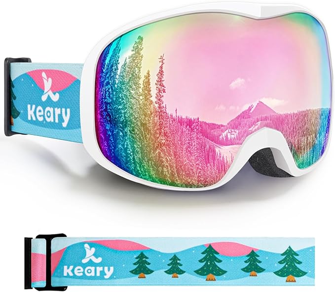 Keary Kids Ski Goggles for 3-14 Snowboard Goggles Kids Toddler Boys Girls Youth Snow Goggles 100% UV Protection Anti-Fog