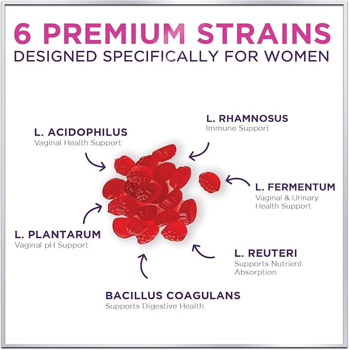 Probiotics for Women with Cranberry Extract - 6 Premium Strains for PH Balance, Digestive Health, Vaginal & Immune Support, 3 Billion CFU, Womens Probiotic Gummy for Feminine Health - 60 Gummies