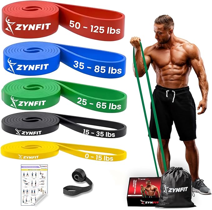ZYNFIT Pull Up Bands, Resistance Bands Set with Door Anchor, 5-Level Pull Up Assistance Bands for Working Out, Workout Ban...