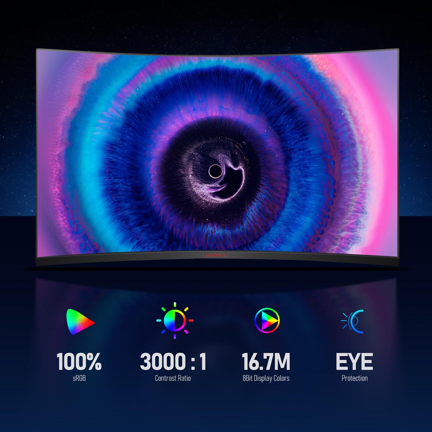 KOORUI 32 Inch Curved Gaming Monitor 170Hz QHD Computer Monitor, 1500R 1ms Display, Adaptive Sync, 90% DCI-P3 HDR10, HDMI&DP, VESA Compatible, Tilt Adjustable, Black
