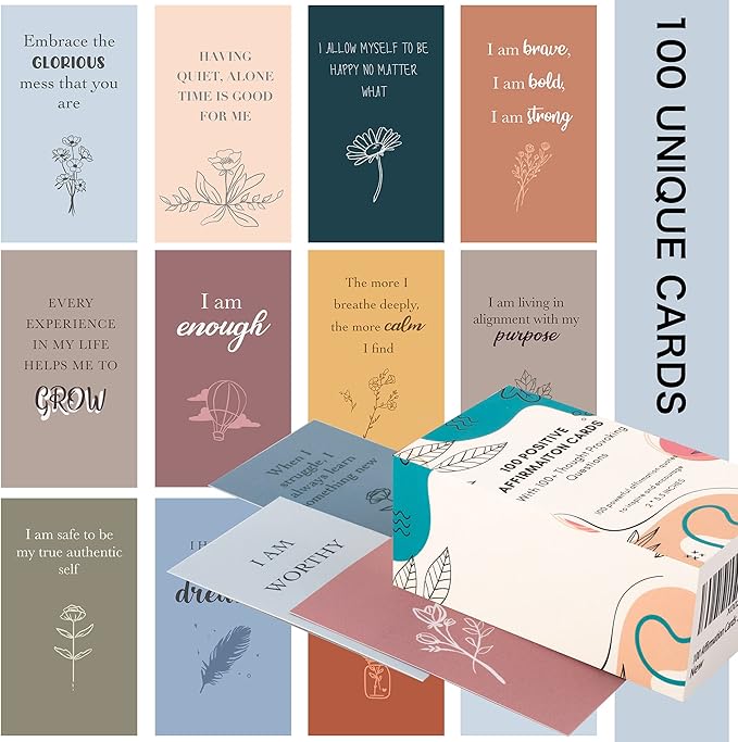 100 Affirmation Cards for Women and Men With 150+ Thought-Provoking Questions, Unique Affirmation cards for stress Relief,...